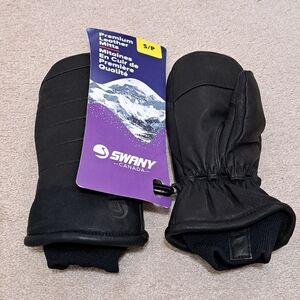 Swany Canada Premium Leather Mitts Size Small Black Unisex